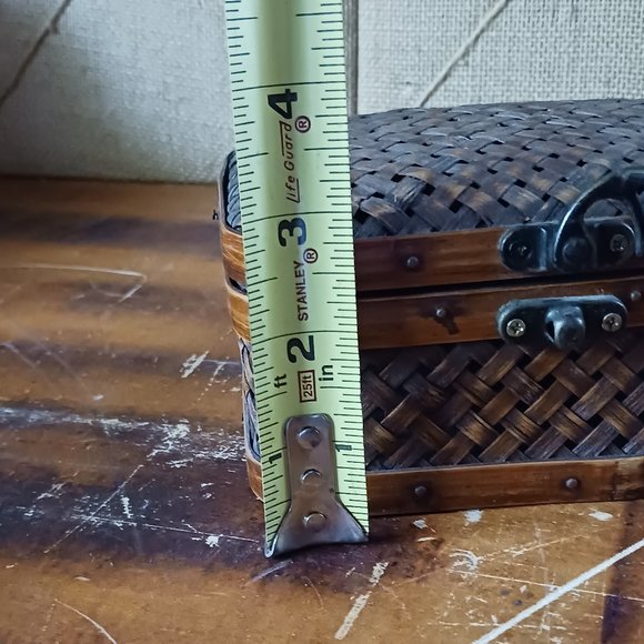 Small Brass Bamboo Storage Box with Horn Lock - Picture 2 of 4